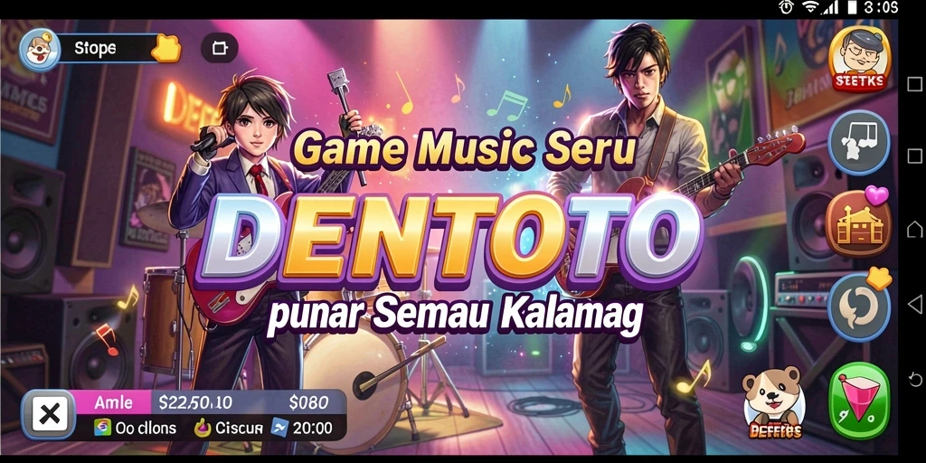 Screenshot DENTOTO menampilkan pemain menikmati gameplay interaktif musik.