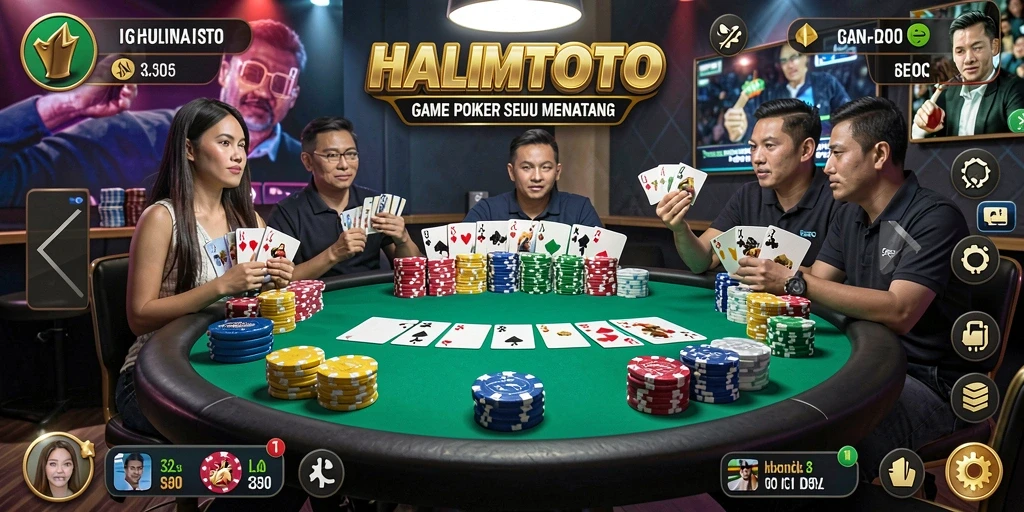 Screenshot gameplay HALIMTOTO menampilkan keseruan bermain Poker.