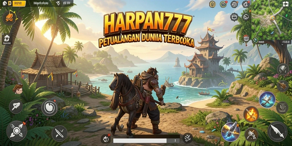 Tangkapan layar menunjukkan petualangan seru di dunia terbuka HARAPAN777.