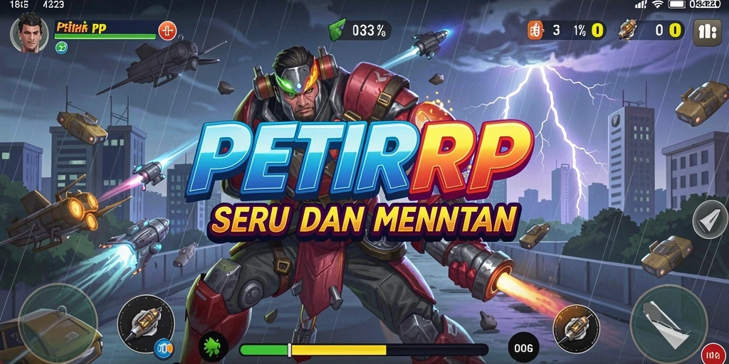 Tangkapan layar utama PETIRRP menunjukkan aksi seru di dalam game Arcade.