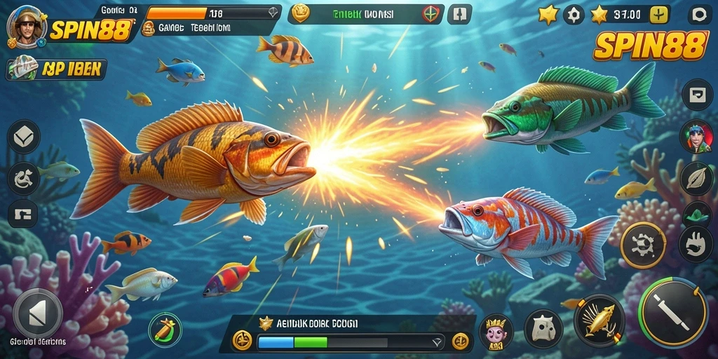 Tampilan gameplay Tembak Ikan yang seru dan penuh warna.